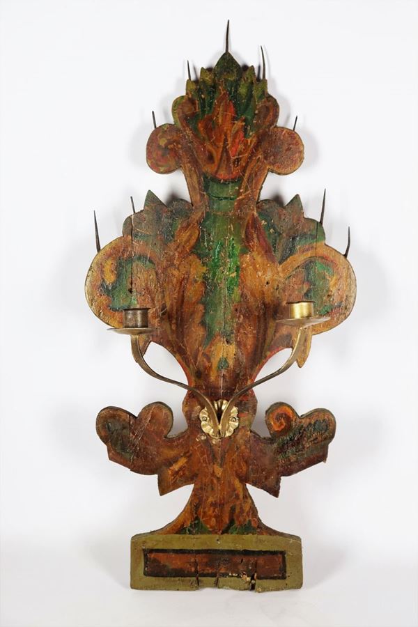 Antica palma da altare in legno decorato