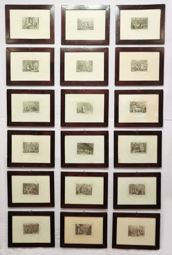 Mochetti Giuseppe Incisore (Roma 1814- 1870) - Lot of nineteen small ancient engravings &quot;Scenes from Ancient Rome&quot;