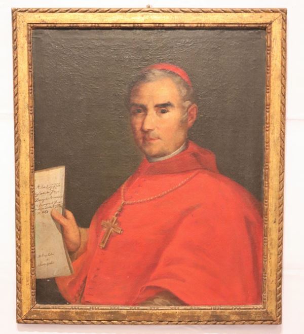 Pittore Italia Centrale Inizio XIX Secolo - &quot;Ritratto del Cardinale Filippo De Angelis Arcivescovo e Principe di Fermo&quot; dipinto ad olio su tela