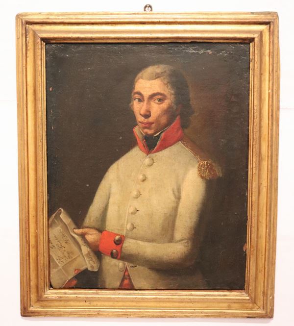 Pittore Italia Centrale Fine XIX Secolo - &quot; Ritratto di Vincenzo Prosperi Buzzi Maggiore dell&#39;Esercito Pontificio&quot; dipinto ad olio su tela 