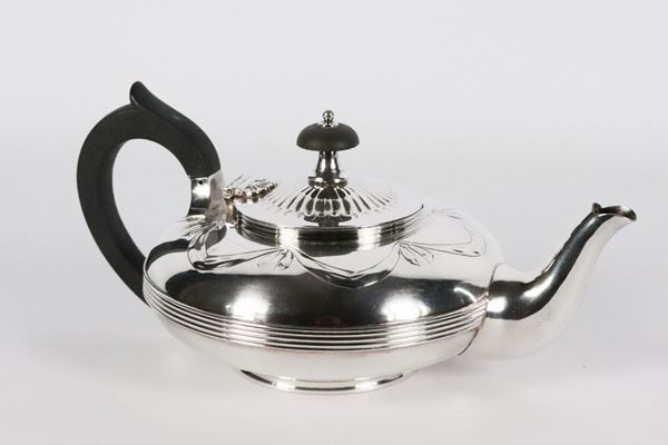George III English teapot in silver metal from Sheffield
