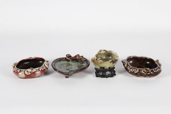 Lot of four ancient Chinese bowls of various ages, shapes and sizes