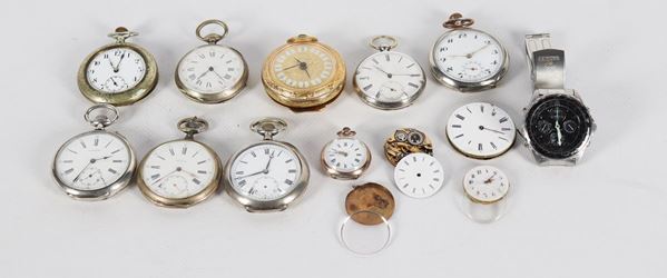 Lotto di orologi da tasca di varie epoche e materiali