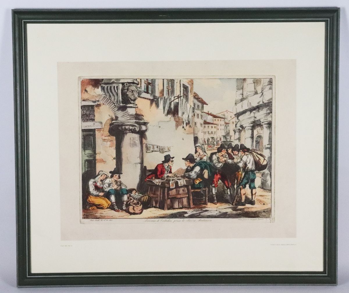 Lotto di quattro stampe colorate "Scene Popolari Romane Pinelliane"