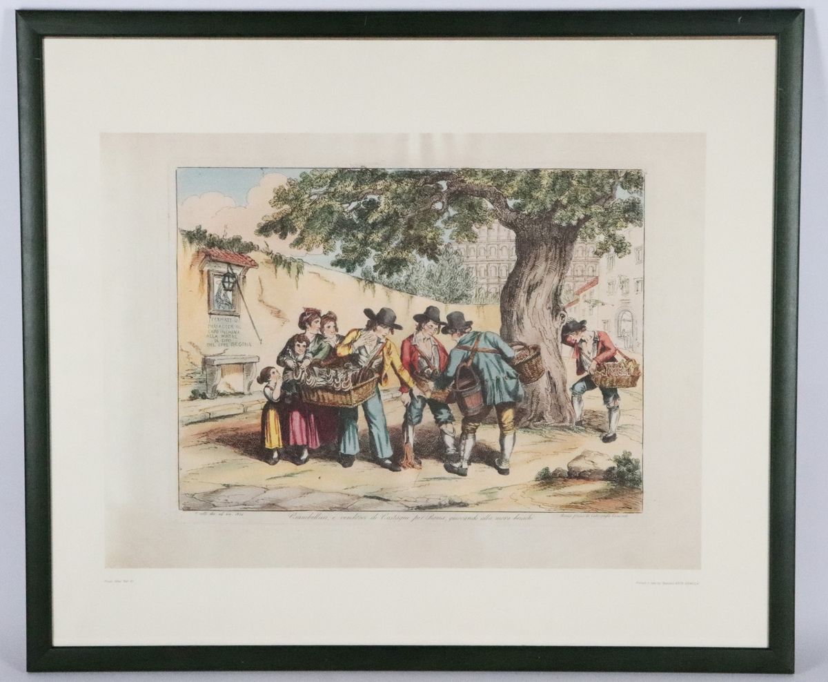 Lotto di quattro stampe colorate "Scene Popolari Romane Pinelliane"