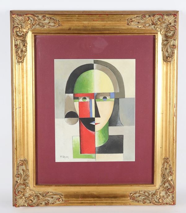 Arte Contemporanea Russa - &quot;Abstract woman face&quot;. Signed, painted in mixed media on paper