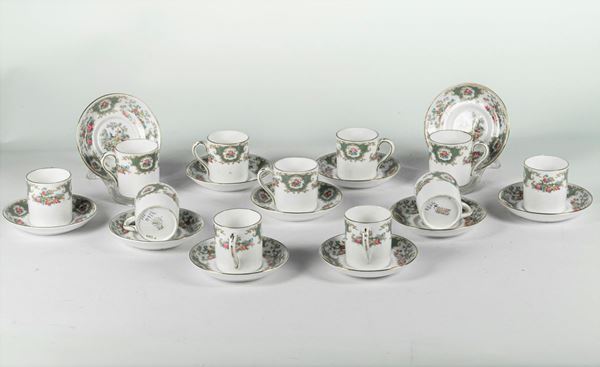 Undici Tazzine da caff&#232; con piattini in porcellana Inglese &quot;Bone - China&quot;