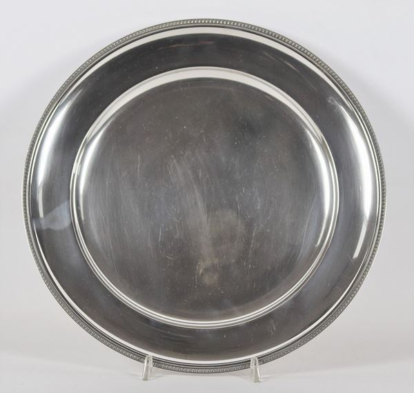 Round silver serving dish gr 400