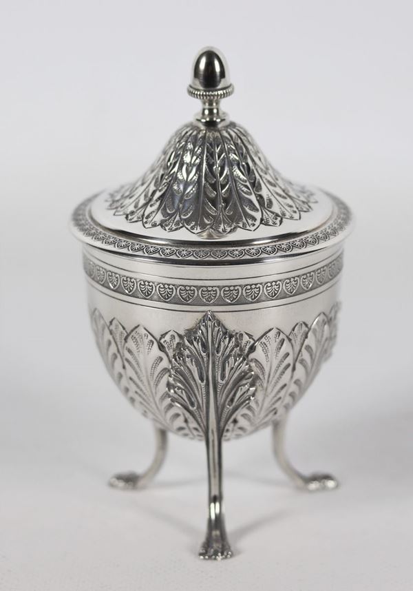 Silver sugar bowl in the shape of a neoclassical amphora gr 230