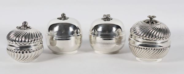 Lot of four round boxes in silver title 900 gr 1200