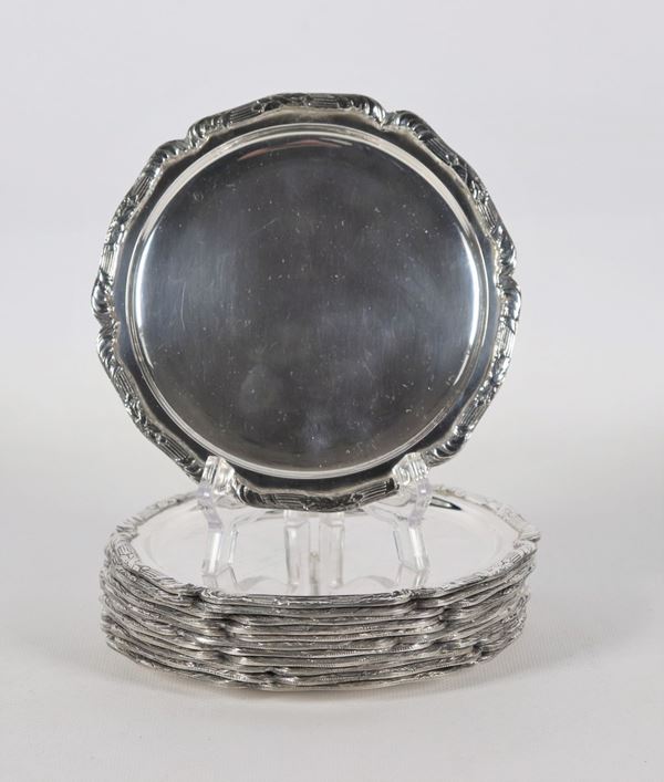 Lot of twelve silver bread saucers title 900 gr 1810