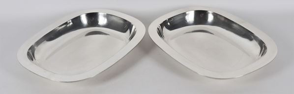 Coppia di portalegumi in argento liscio gr 1650