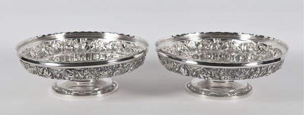 Coppia di alzate in argento titolo 900 Argentiere A. Grandis. Gr 1310