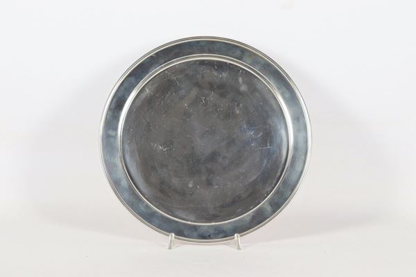 Piatto tondo in argento liscio 925 gr 580