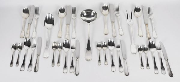 Silver metal cutlery set (87 pcs)