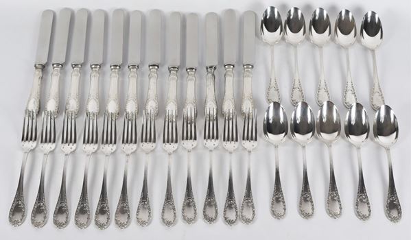 Argentiere Boulenger silver cutlery set (34 pcs) 1920 gr
