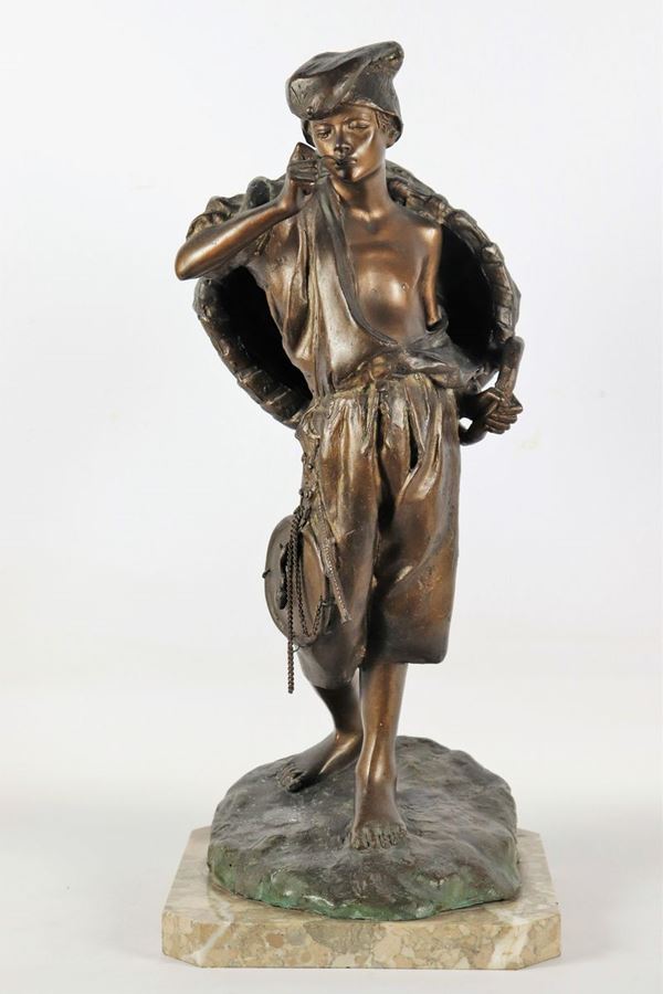 Scultura napoletana in bronzo "Acquaiolo"