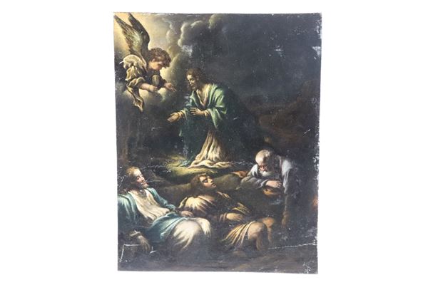 Biagio Puccini - Pupil of. &quot;The Prayer of Jesus in Gethsemane&quot; small oil painting on copper