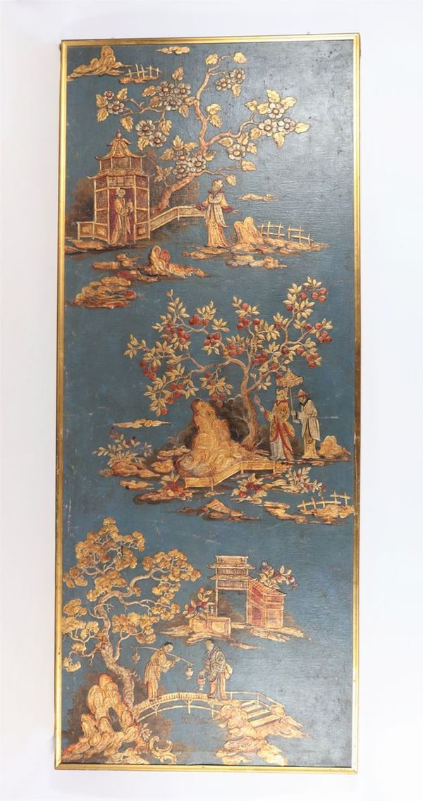 Piedmontese Louis XVI panel painted in oil on canvas with applications in relief