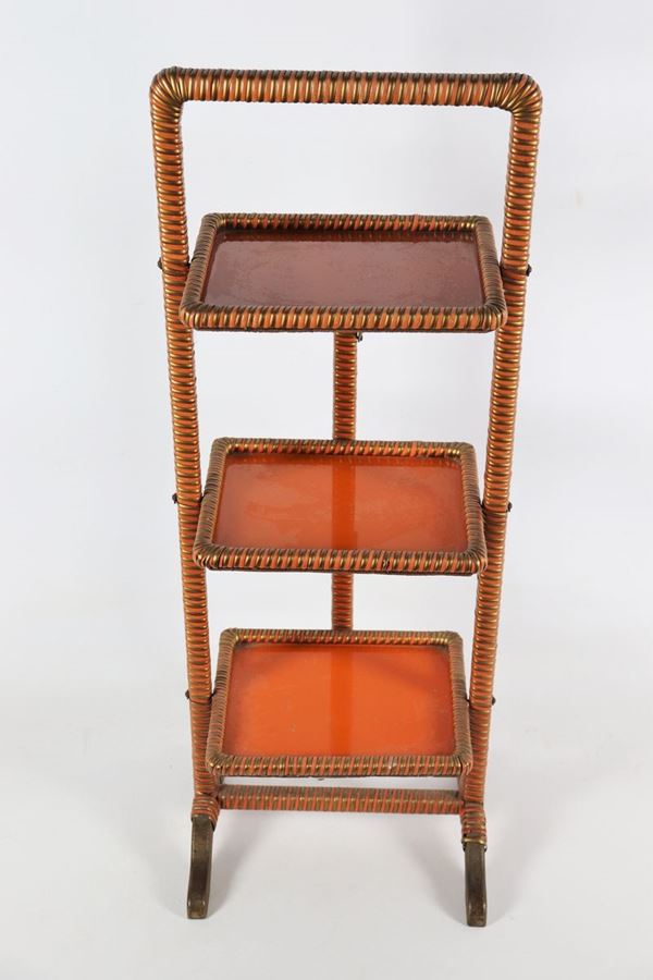 Three-tier valet stand in fake bamboo wood