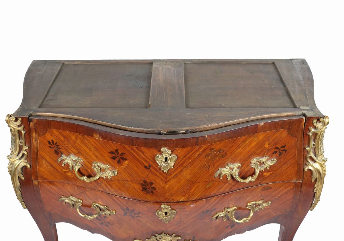 Commode Napoleone III in ebano viola e bois de rose