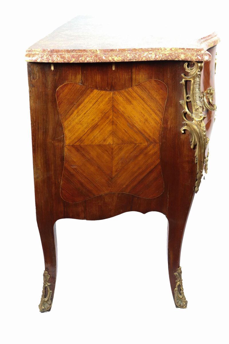 Commode Napoleone III in ebano viola e bois de rose