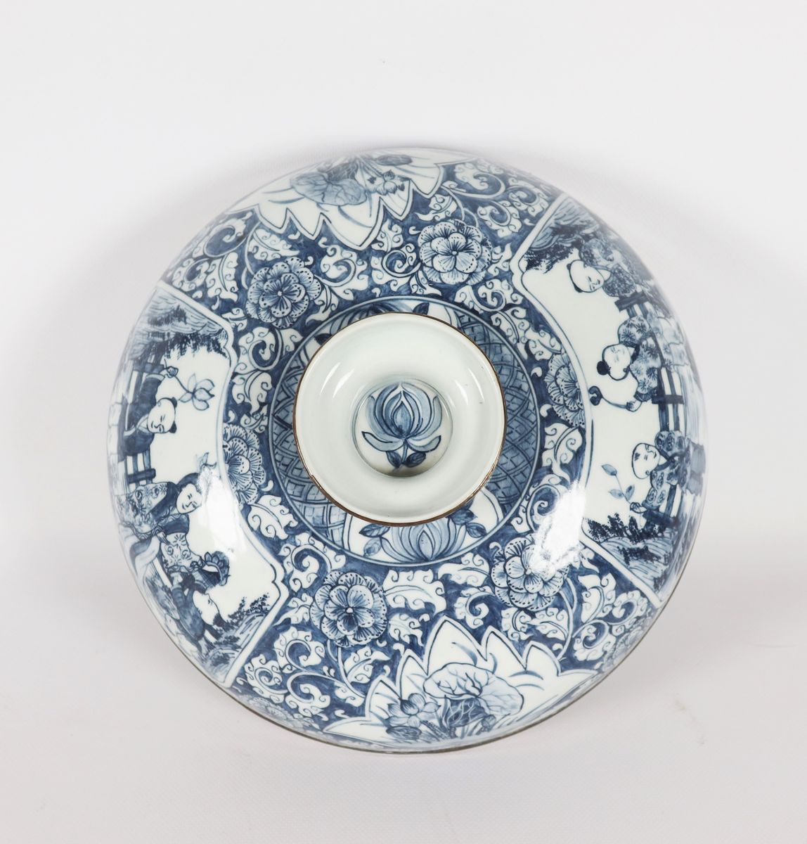 Grande potiche cinese in porcellana blu e bianca