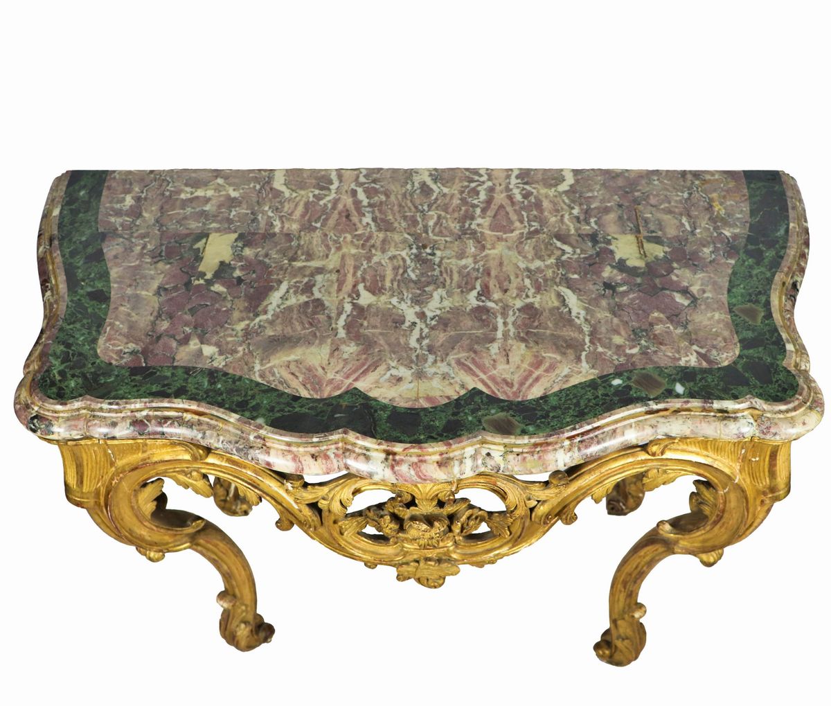 Consolle piemontese Luigi XV in legno dorato