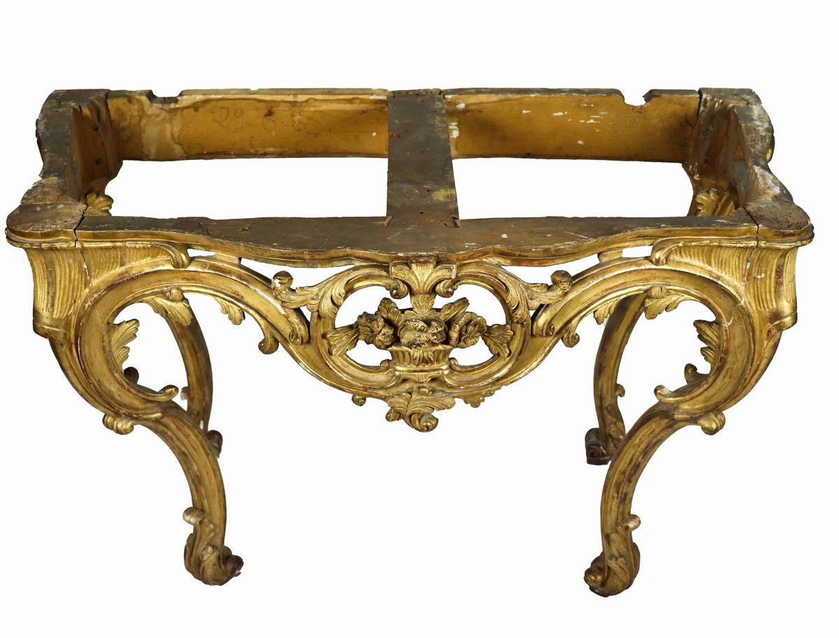 Consolle piemontese Luigi XV in legno dorato