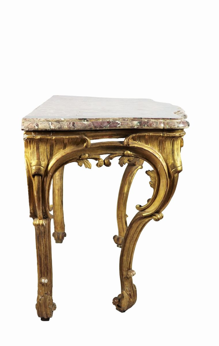 Consolle piemontese Luigi XV in legno dorato