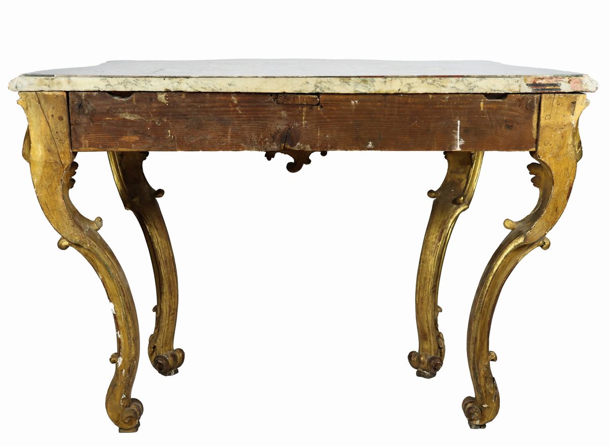 Consolle piemontese Luigi XV in legno dorato