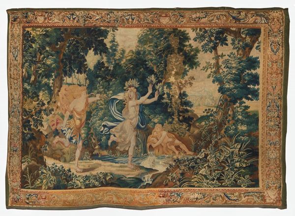 Large tapestry in vegetable colors "Apollo and Daphne"
