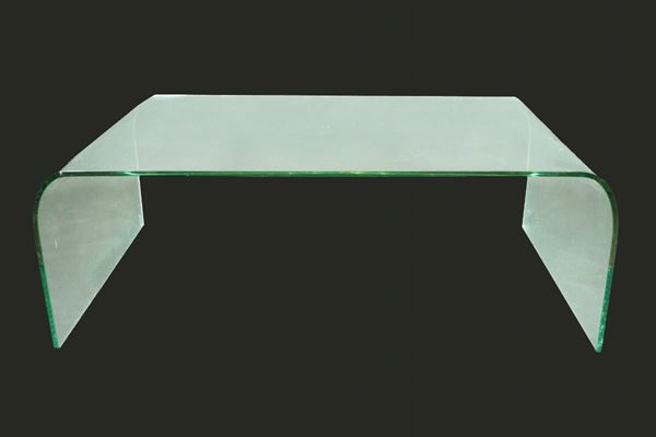 Living room table in curved glass marked FIAM ITALY - Pesaro