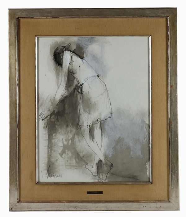 Jean Jansem - Signed. "Ballerina" painted in mixed media on paper