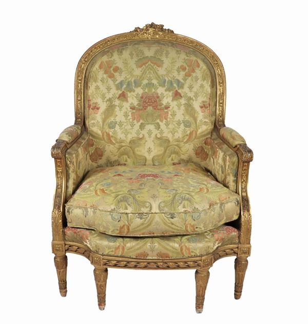 Louis XVI Bergere in gilded wood