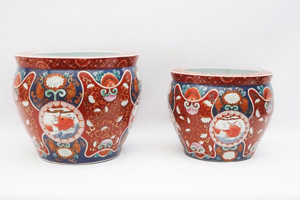 Due cachepots cinesi in porcellana