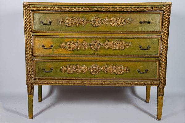 Dresser in green lacquered wood of the Louis XVI line