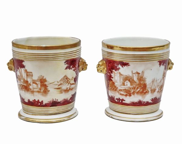 Pair of porcelain cachepots