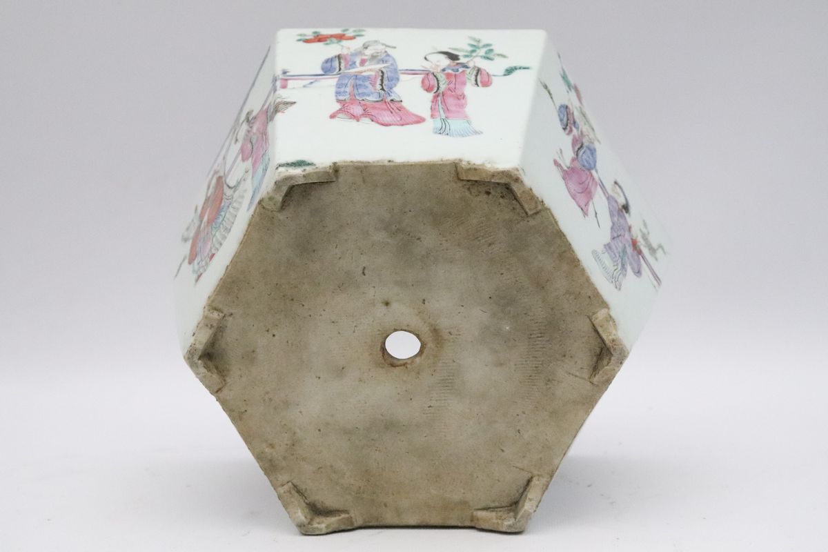 Cachepot cinese esagonale in porcellana