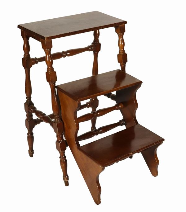 Library ladder in mahogany