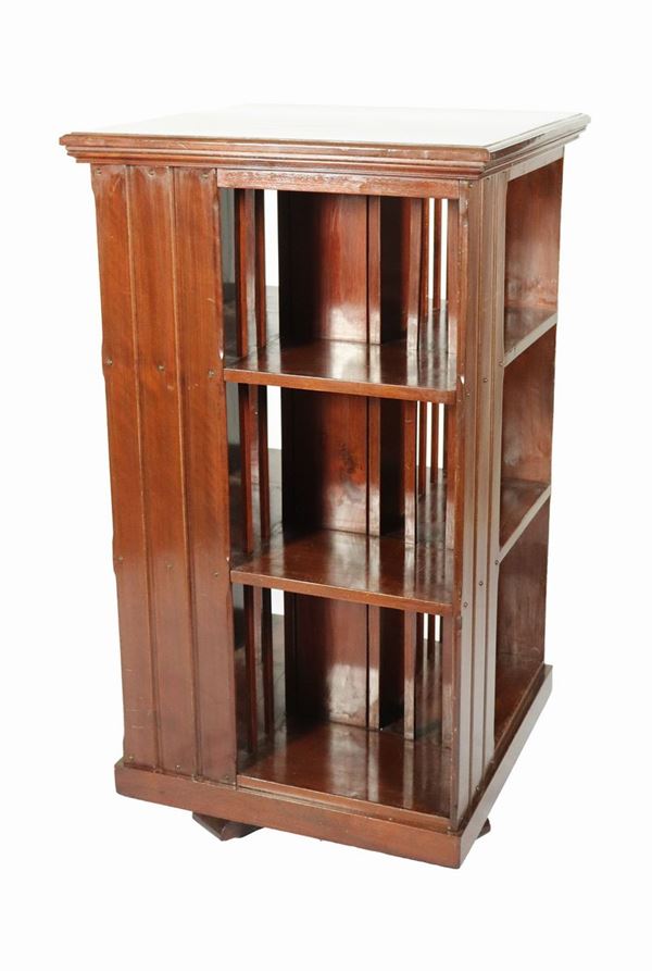 Revolving bookcase in mahogany with various shelves