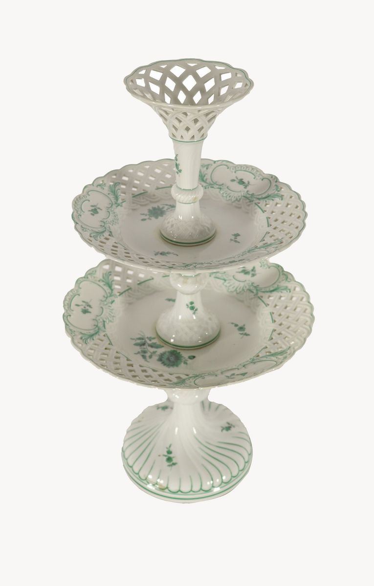 Alzata a giardiniera in porcellana bianca di Meissen