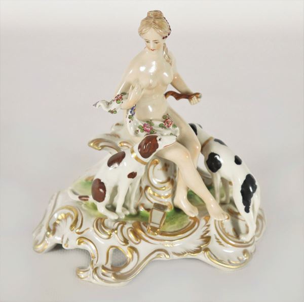 Small group "Diana the huntress" in German porcelain