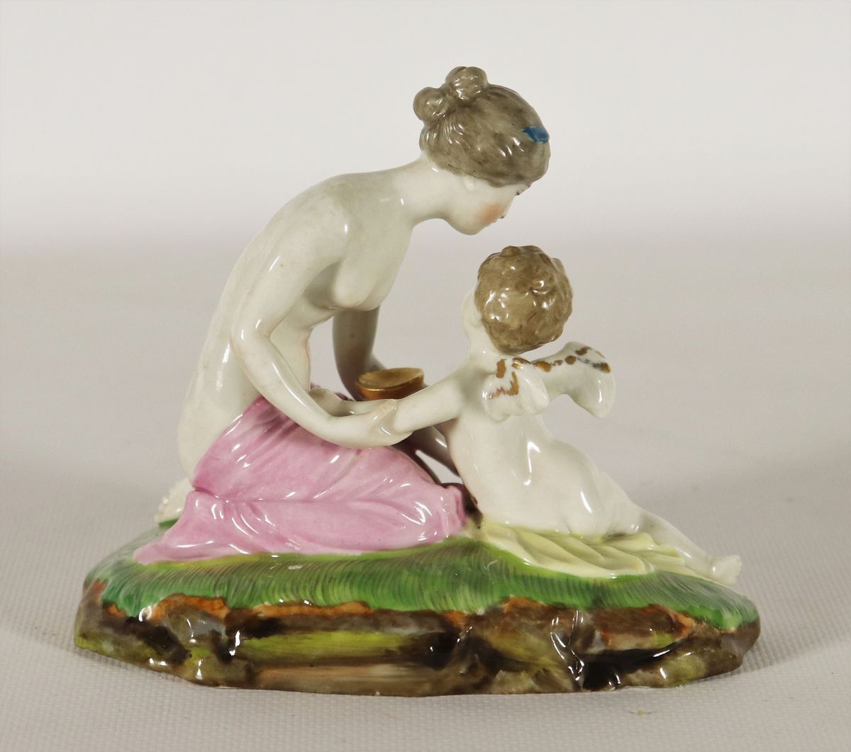 Piccolo gruppo "Venere e Cupido" in porcellana di Hochst