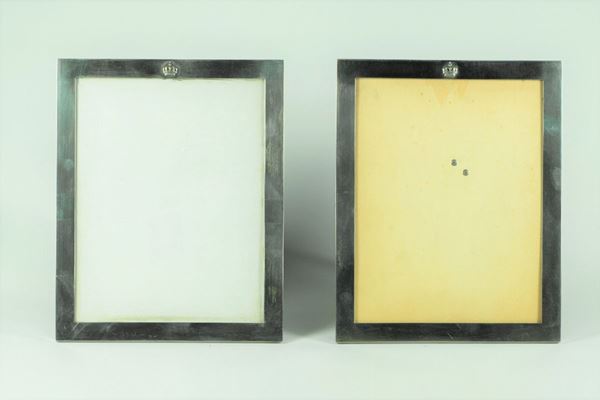 Pair of silver picture frames with Savoy coat of arms