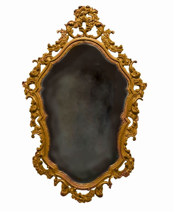 Specchiera in legno dorato di linea Luigi XV