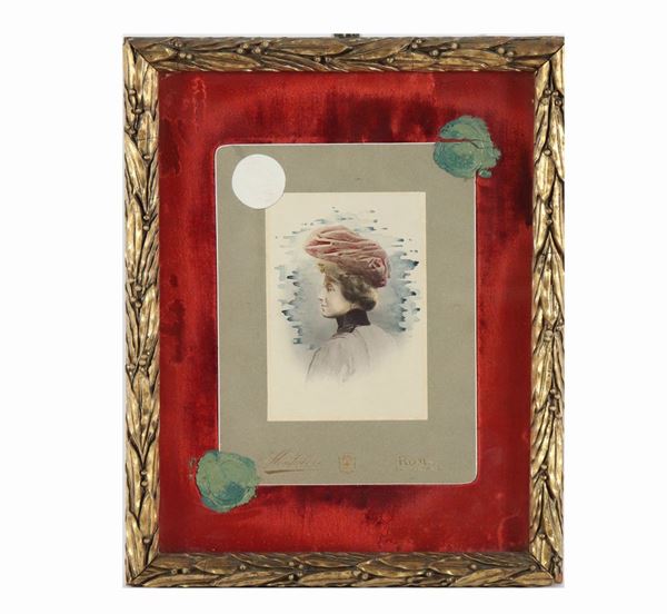Watercolor photograph "Portrait of a noblewoman" - Royal Photography Montabone Via Nazionale 188 - Rome