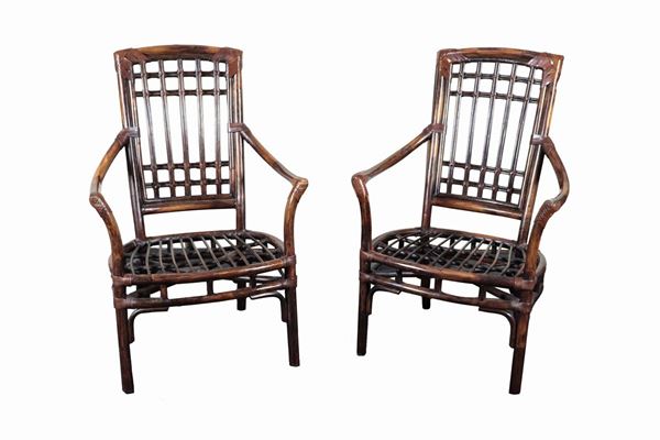 Pair of English bamboo armchairs
