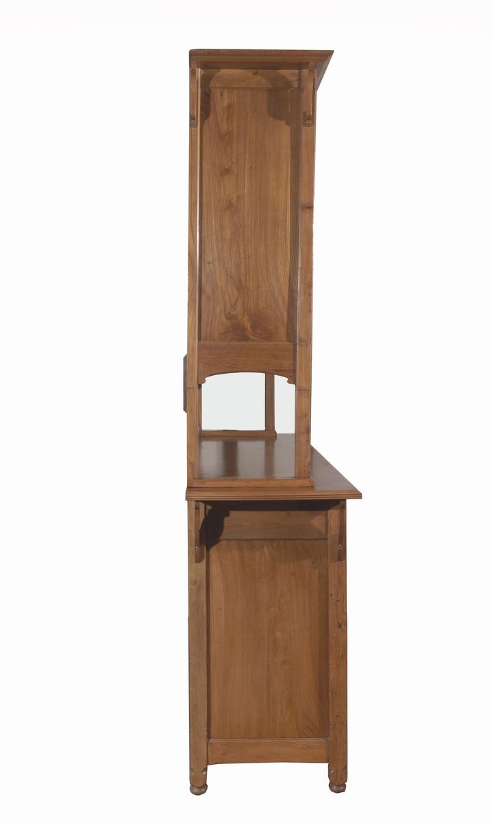 Credenza Art Nouveau in legno di frutto, noce e legno satinato