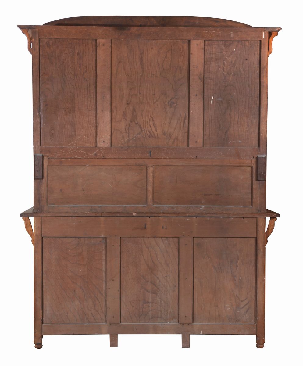 Credenza Art Nouveau in legno di frutto, noce e legno satinato
